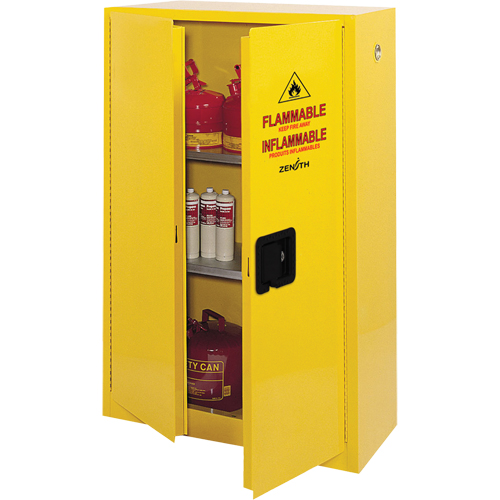 Flammable Storage Cabinet, 45 gal., 2 Door, 43" W x 65" H x 18" D Equipex
