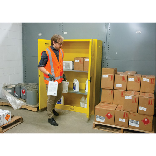 Flammable Storage Cabinet, 45 gal., 2 Door, 43" W x 65" H x 18" D Equipex