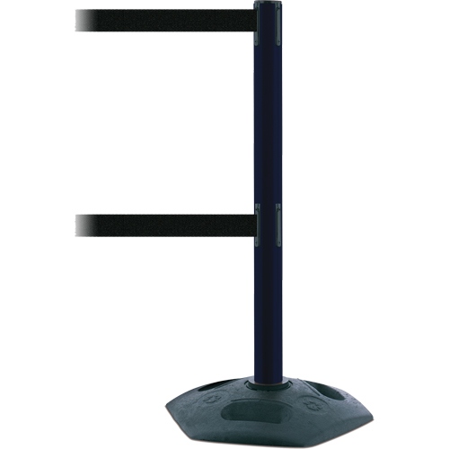 Poteau robuste &agrave; ligne double, Plastique, 38" h, Ruban Noir, Longueur du ruban 7,5' Equipex