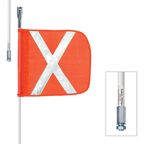 Tiges de s&eacute;curit&eacute; robustes Safety Whip, Fixation Filet&eacute;, Hauteur 8', Orange Equipex