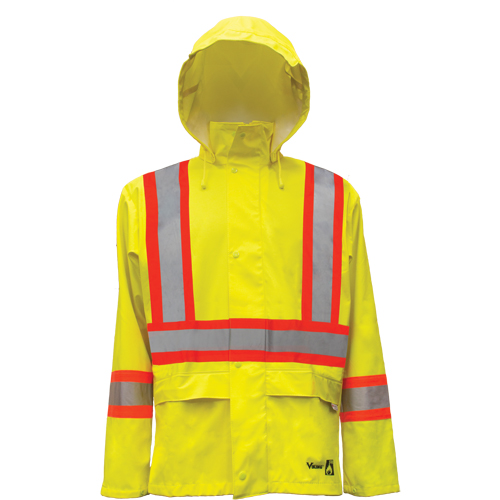 Vestes de s&eacute;curit&eacute; imperm&eacute;ables ignifuges haute visibilit&eacute; en polyur&eacute;thane, Petit, Jaune lime haute visibilit&eacute; Equipex