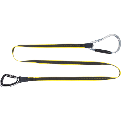 Longe de service lourd &agrave; garde-fou pour outil, Longueur fixe, Mousqueton double Equipex