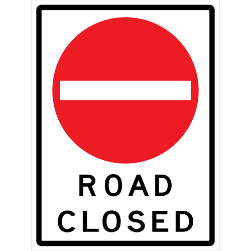 "Road Closed" Roll-Up Traffic Sign, 36" x 48", Vinyl, English with Pictogram Equipex
