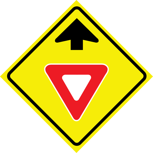 "Yield Ahead" Roll-Up Traffic Sign, 36" x 36", Vinyl, Pictogram Equipex