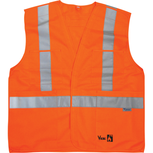 Vestes de s&eacute;curit&eacute; ignifug&eacute;es, Orange haute visibilit&eacute;, Moyen/Petit, Polyester Equipex