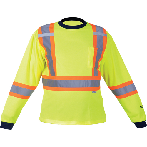 Safety Long Sleeve Shirt, Polyester, Medium, High Visibility Lime-Yellow Equipex