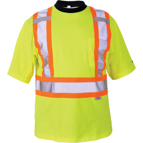 T-shirt de s&eacute;curit&eacute;, Polyester, Moyen, Jaune lime haute visibilit&eacute; Equipex