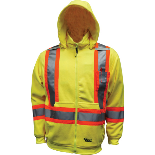 Safety Fleece Hoodie, Polyester, Small, High Visibility Lime-Yellow Equipex