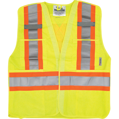 Traffic Safety Vest, High Visibility Lime-Yellow, Medium/Small, Polyester Equipex