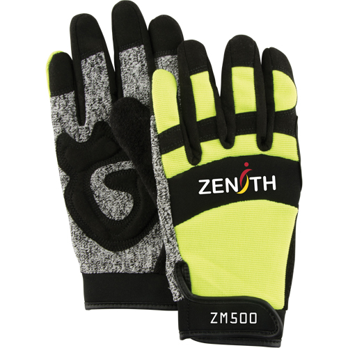 ZM500 High-Visibility Cut-Resistant Mechanic's Gloves, HPPE Palm, Size Large Equipex