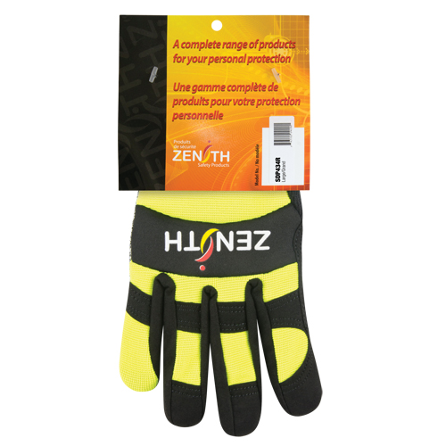 ZM500 High-Visibility Cut-Resistant Mechanic's Gloves, HPPE Palm, Size Large Equipex