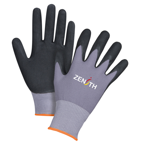 ZX-1 Premium Touchscreen Compatible Gloves, 7/Small, Nitrile/Foam Nitrile Coating, 15 Gauge, Nylon Shell Equipex