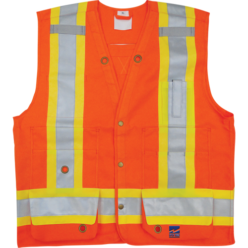 Surveyor Safety Vest, High Visibility Orange, Small, Polyester Equipex