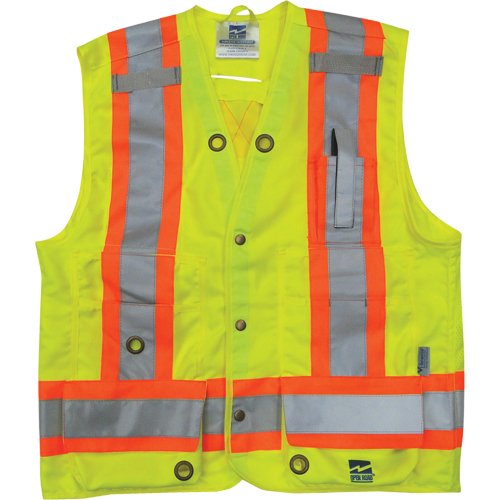 Surveyor Safety Vest, High Visibility Lime-Yellow, Small, Polyester Equipex