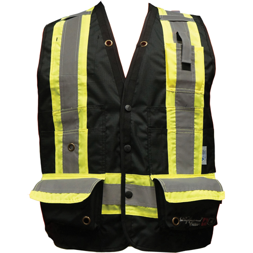 Fire Retardant Surveyor Safety Vest, Black, Small, Polyester Equipex