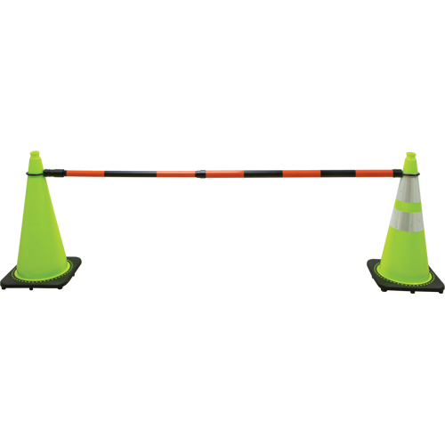 Barre pour c&ocirc;ne de circulation r&eacute;tractable, Longueur d&eacute;ploy&eacute;e de 7' 5'', Noir/Orange Equipex