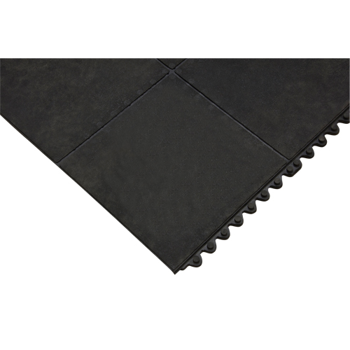 Anti-Fatigue Matting, Smooth, 3' x 3' x 1/2", Black, Natural Rubber Equipex