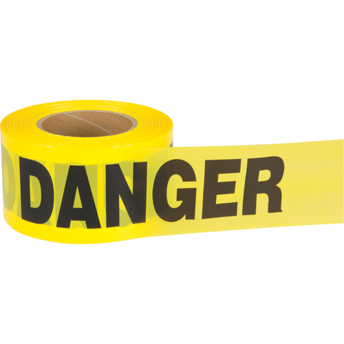 "Danger" Barricade Tape, Bilingual, 3" W x 1000' L, 1.5 mils, Black on Yellow Equipex