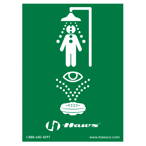 Enseigne douche/douche oculaire d'urgence, 24" x 18", Plastique, Pictogramme Equipex
