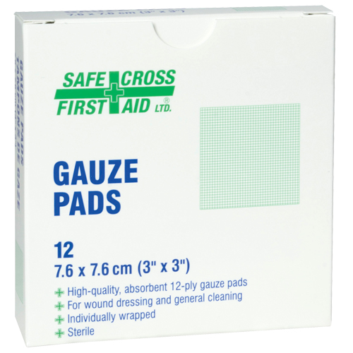 Gaze, Tampon, 3" lo x 3" la, St&eacute;rile, Dispositif m&eacute;dical Classe 1 Equipex