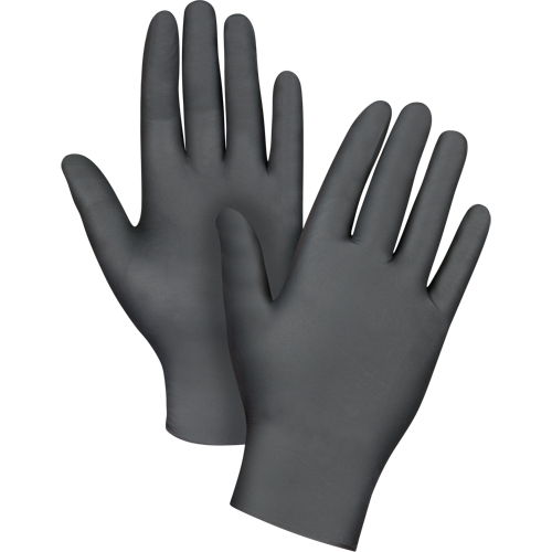 Gants jetables de calibre m&eacute;dical, Petit, Nitrile, 6 mils, Sans poudre, Noir, Classe 2 Equipex