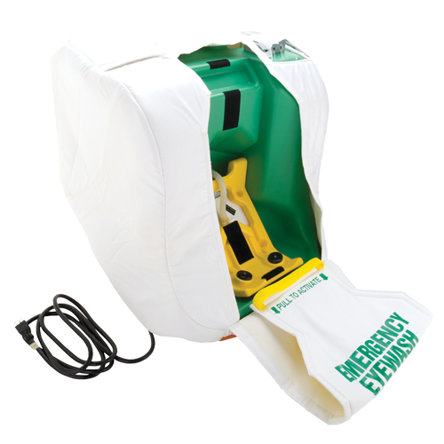 Poste de douche oculaire portable et chauff&eacute;, Aliment&eacute; par gravit&eacute;, Capacit&eacute; 16 gal., Conformit&eacute; ANSI Z358.1 Equipex