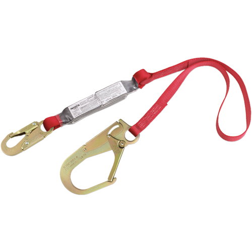 PRO Shock Absorbing Lanyards, 6', Gate Hook Center, Snap Hook Leg Ends, Polyester Equipex