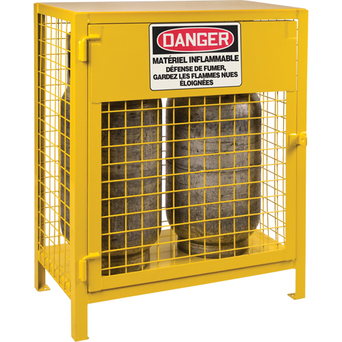 Gas Cylinder Cabinets, 2 Cylinder Capacity, 30" W x 17" D x 37" H, Yellow Equipex