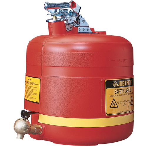 Bidon avec robinet s&eacute;curitaires pour laboratoires, Type I, Acier, 5 gal. US, Rouge, Homologu&eacute; FM Equipex