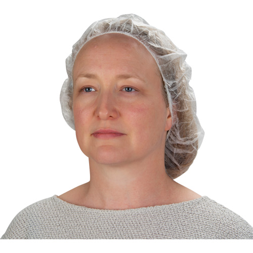 Bonnets bouffants non tiss&eacute;s, Polypropyl&egrave;ne, 21"/Grand, Blanc Equipex