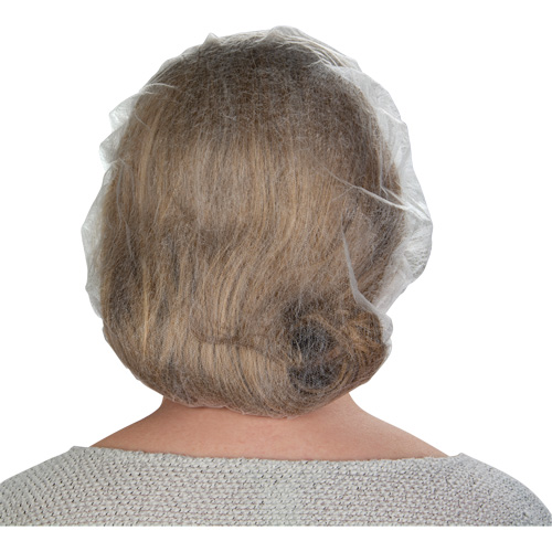 Bonnets bouffants non tiss&eacute;s, Polypropyl&egrave;ne, 21"/Grand, Blanc Equipex