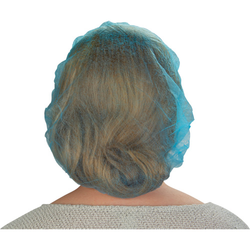 Non-Woven Bouffant Caps, Polypropylene, 21"/Large, Blue Equipex