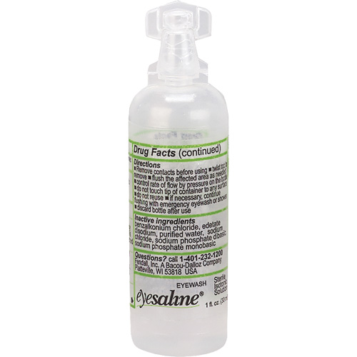 Saline Eyewash Bottles, Full Bottle, 1 oz. Equipex