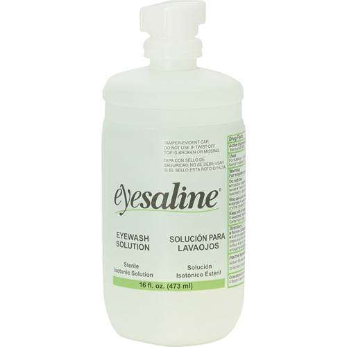 Bouteilles de solution saline pour douche oculaire, Bouteille Plein, 16 oz Equipex