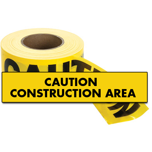 Rubans standards pour barricades, Anglais, 3" la x 1000' lo, 2 mils, Noir sur jaune Equipex