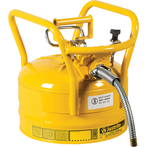 D.O.T. AccuFlow Safety Cans, Type II, Steel, 2.5 US gal., Yellow, FM Approved Equipex