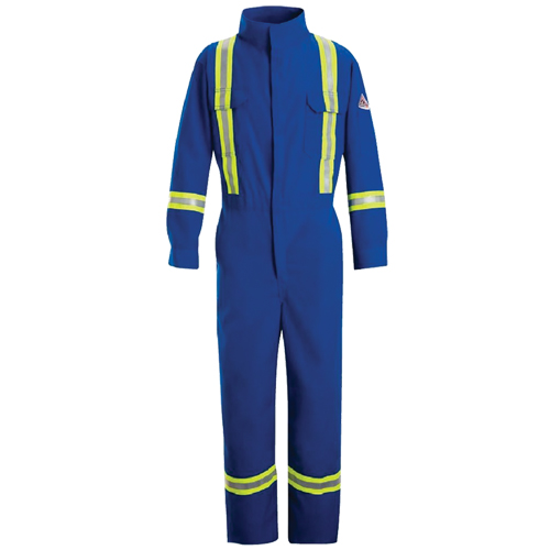 Combinaisons de qualit&eacute; sup&eacute;rieure r&eacute;sistantes aux flammes avec bandes r&eacute;fl&eacute;chissantes, Taille 38, Bleu royal, 5,1 cal/cm² Equipex