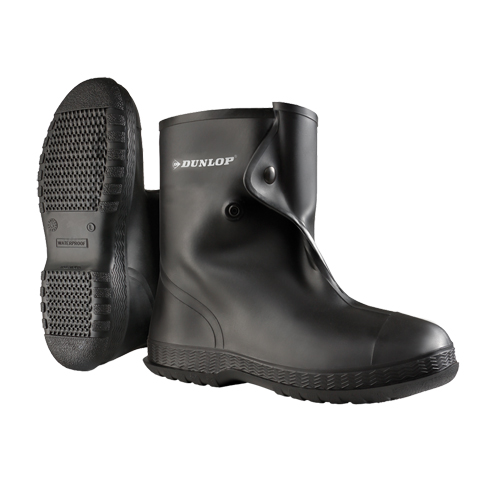 10" Black Overboots, PVC, Snap Closure, Fits Men's 10 - 11 Equipex