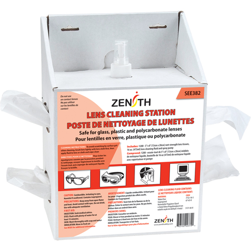 Poste de nettoyage jetables pour lentilles, Carton, 8" lo x 5" p x 12-1/2" h Equipex