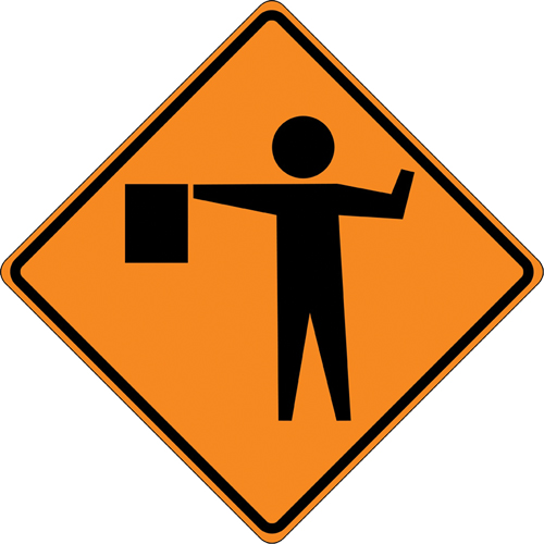 Panneau de construction enroulable - Tilt-Adjust signaleur, 36" x 36", Vinyle, Pictogramme Equipex