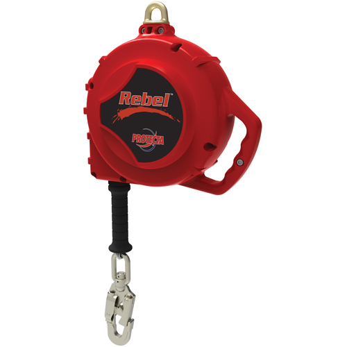 Rebel Self Retracting Lifeline, 33', Galvanized Steel, Swivel Equipex