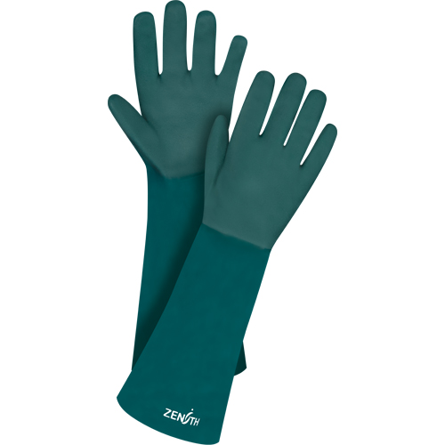 Double Dipped Green Gloves, 18" L, PVC, Cotton Jersey Inner Lining, 70-mil Equipex