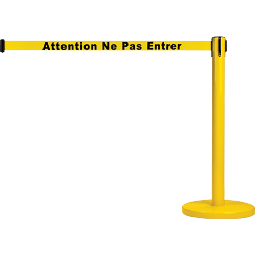Free-Standing Crowd Control Barrier, Steel, 35" H, Yellow Tape, 7' Tape Length Equipex
