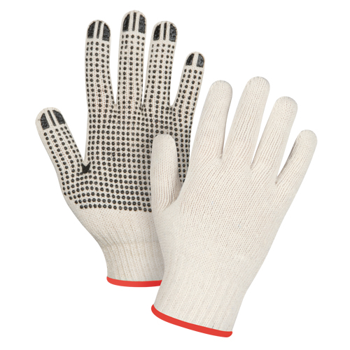 Heavyweight Dotted String Knit Gloves, Poly/Cotton, Single Sided, 7 Gauge, Small Equipex