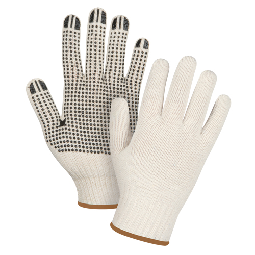 Lightweight Dotted String Knit Gloves, Poly/Cotton, Single Sided, 7 Gauge, Large Equipex