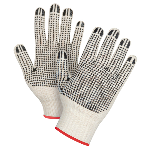 Heavyweight Double-Sided Dotted String Knit Gloves, Poly/Cotton, Double Sided, 7 Gauge, Small Equipex