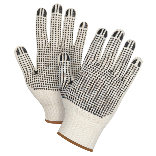 Heavyweight Double-Sided Dotted String Knit Gloves, Poly/Cotton, Double Sided, 7 Gauge, Large Equipex