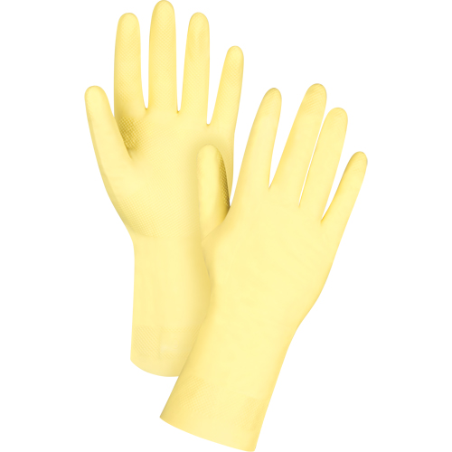 Gants jaune canari de premi&egrave;re qualit&eacute; r&eacute;sistants aux produits chimiques, Taille T-Grand/10, 12" lo, Latex de caoutchouc, Doublure en Ouat&eacute;e, 18 mils Equipex