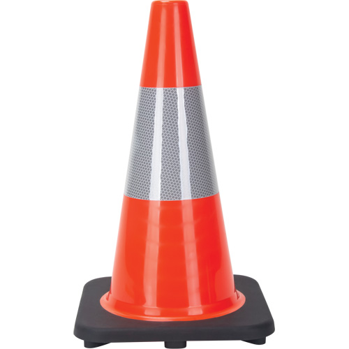 C&ocirc;ne de signalisation, 18", Orange, Bande(s) r&eacute;fl&eacute;chissante(s) 6" Equipex