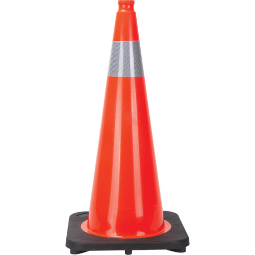 C&ocirc;ne de signalisation, 28", Orange, Bande(s) r&eacute;fl&eacute;chissante(s) 4" Equipex